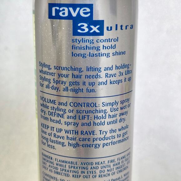 Suave Rave 3x Ultra Styling Hair Spray Spritz Lift Hold Scrunch 8.5fl oz Partial - Picture 4 of 4